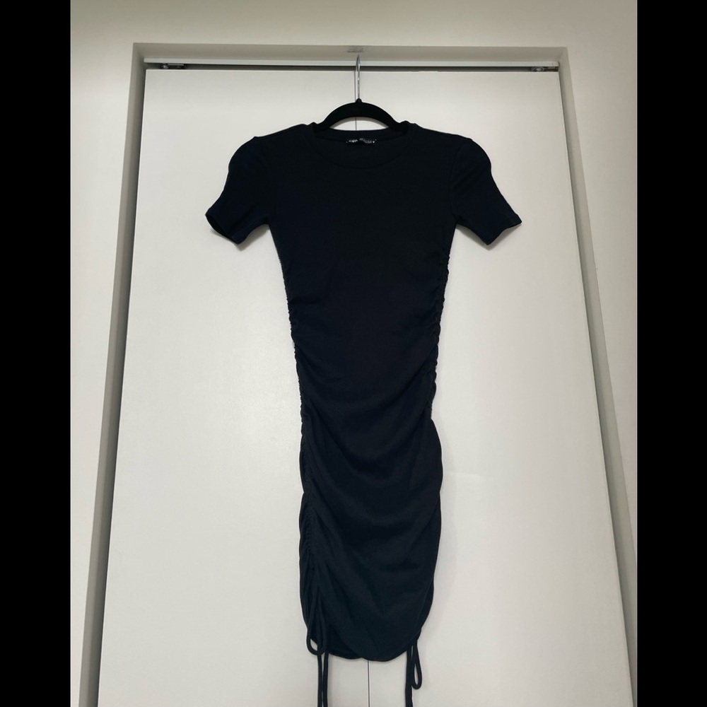 Zara Ruched black Mini Dress - Picture 2 of 4